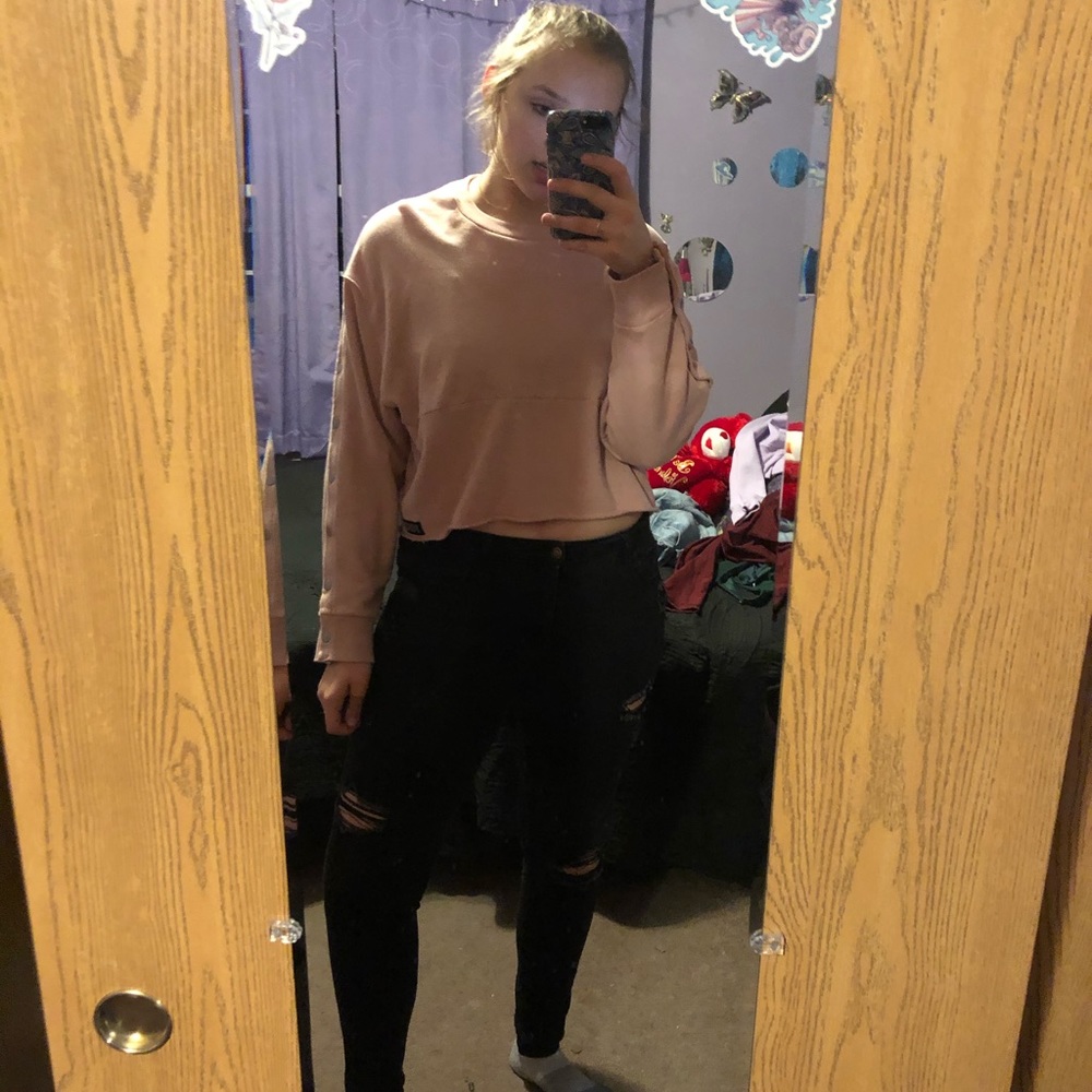 Victoria secret PINK cropped pink sweatshirt